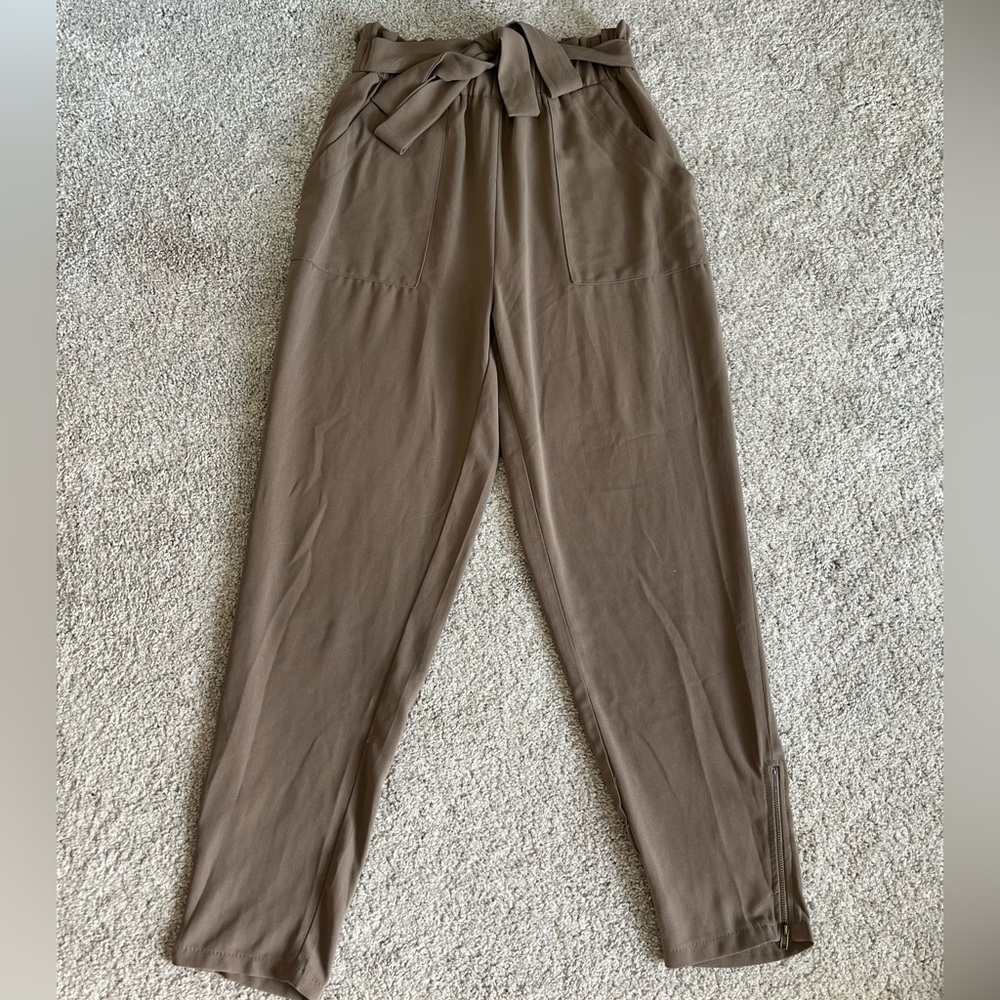 Everly Brown Dress Pants with Zip Ankles